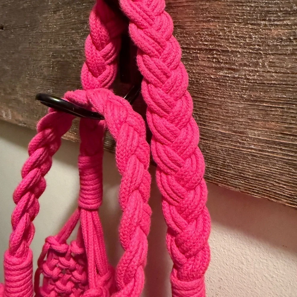 JCrew Multi Purpose Large Macrame Tote Hot Pink NWOT